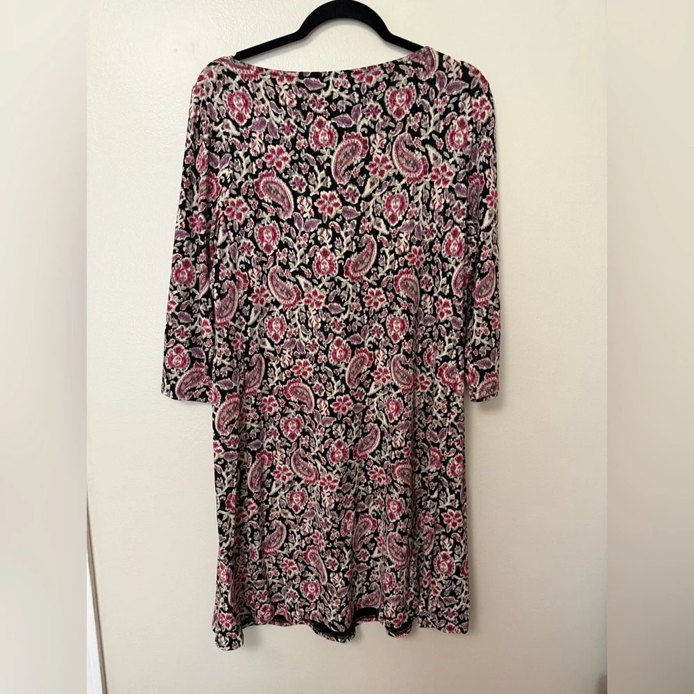 JJill Wearever collection Floral Paisley Long Sleeve knee length shift dress
